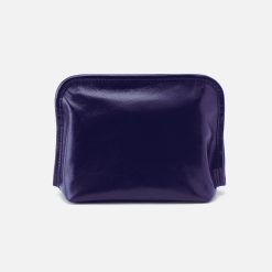 Beauty Cosmetic Pouch in Polished Leather - Winter Violet