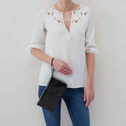 Alternative view of Evolve Wristlet in Polished Leather - Black