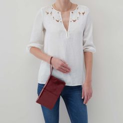 Alternative view of Evolve Wristlet in Polished Leather - Saddleberry