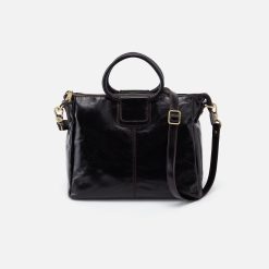 Sheila Medium Satchel in Polished Leather - Black