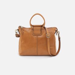 Sheila Medium Satchel in Polished Leather - Natural