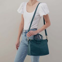 Alternative view of Sheila Medium Satchel in Polished Leather - Wild Bluegrass