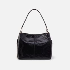 Seneca Shoulder Bag in Polished Leather - Black