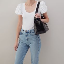 Alternative view of Seneca Shoulder Bag in Polished Leather - Black