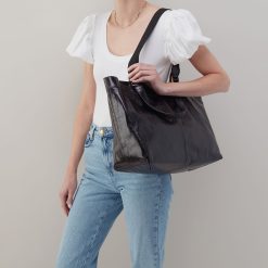 Alternative view of Romy Max Tote in Polished Leather - Black