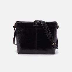 Romy Medium Crossbody in Polished Leather - Black