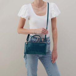 Alternative view of Sable Crossbody in Polished Leather - Wild Bluegrass