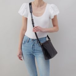 Alternative view of Lasso Medium Crossbody in Polished Leather - Black
