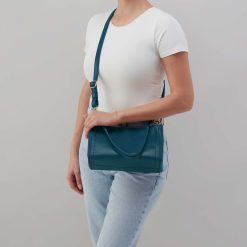 Alternative view of Seneca Shoulder Crossbody in Polished Leather - Wild Bluegrass
