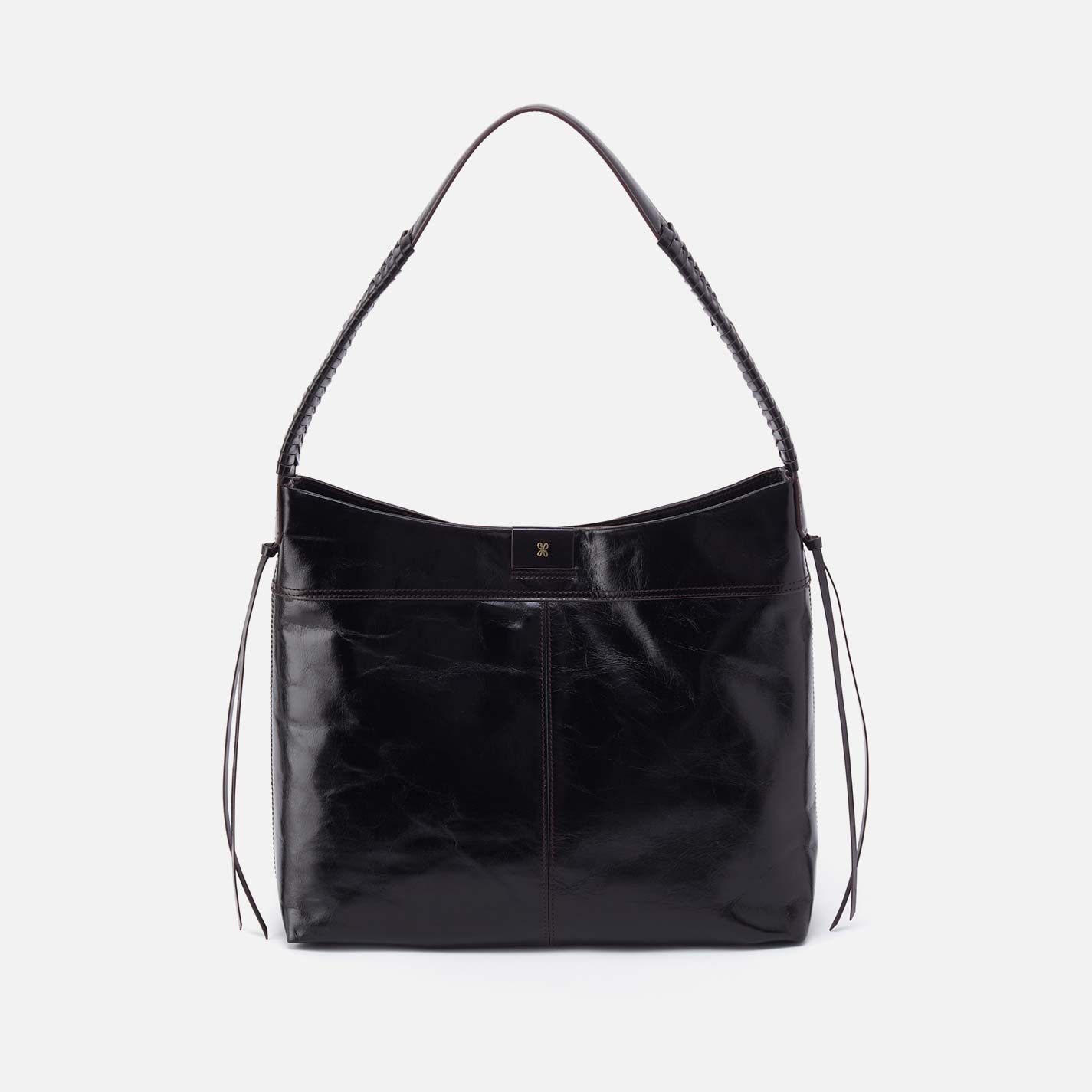 Romy Hobo in Polished Leather - Black