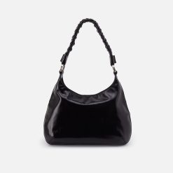 Madison Shoulder in Polished Leather - Black